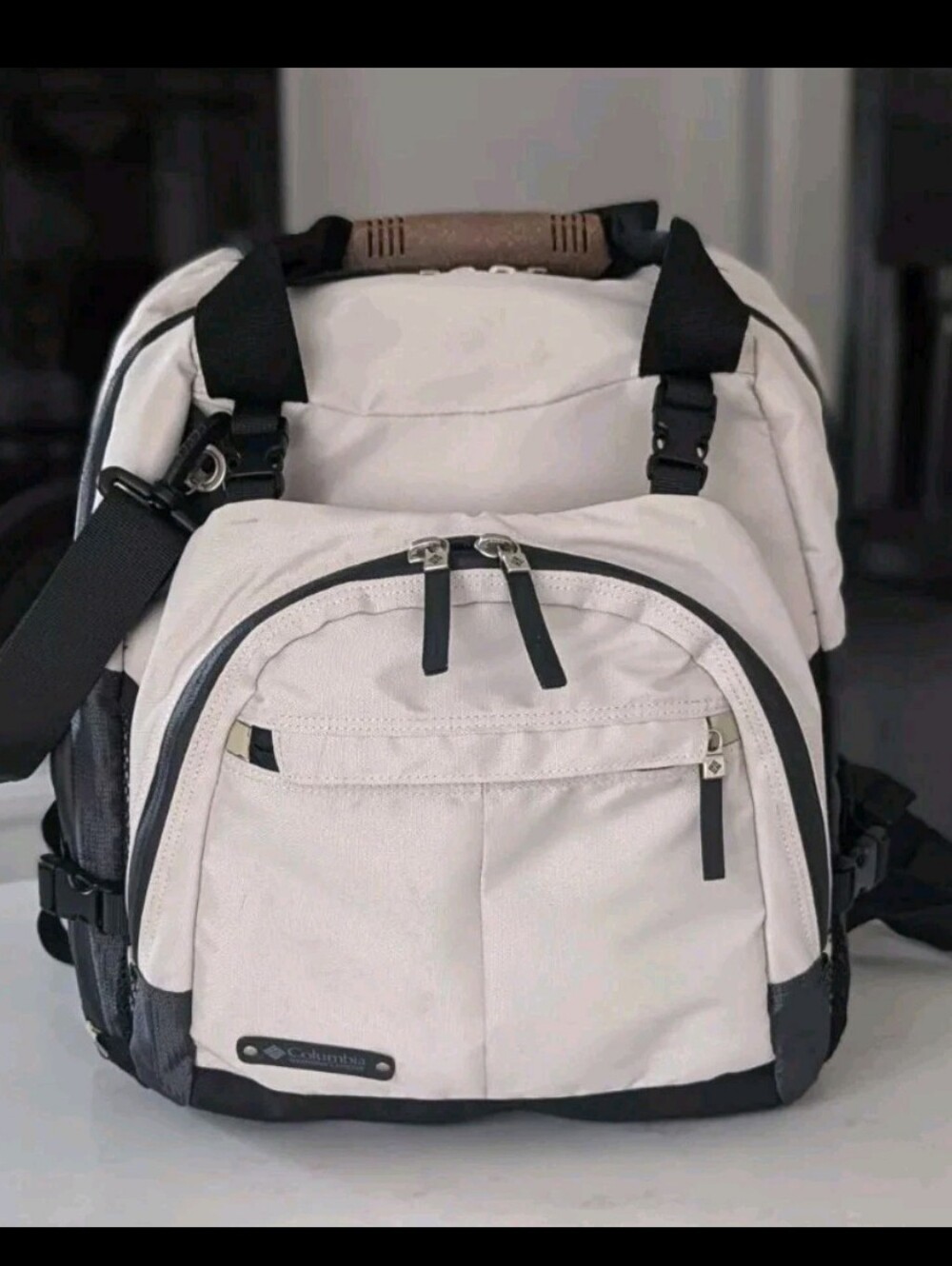 Columbia Off-white & Black Multi-pocket Canvas Backpack